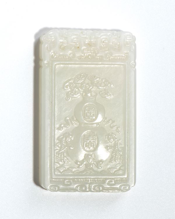 Placchetta in giada bianca Fu Lu, Cina