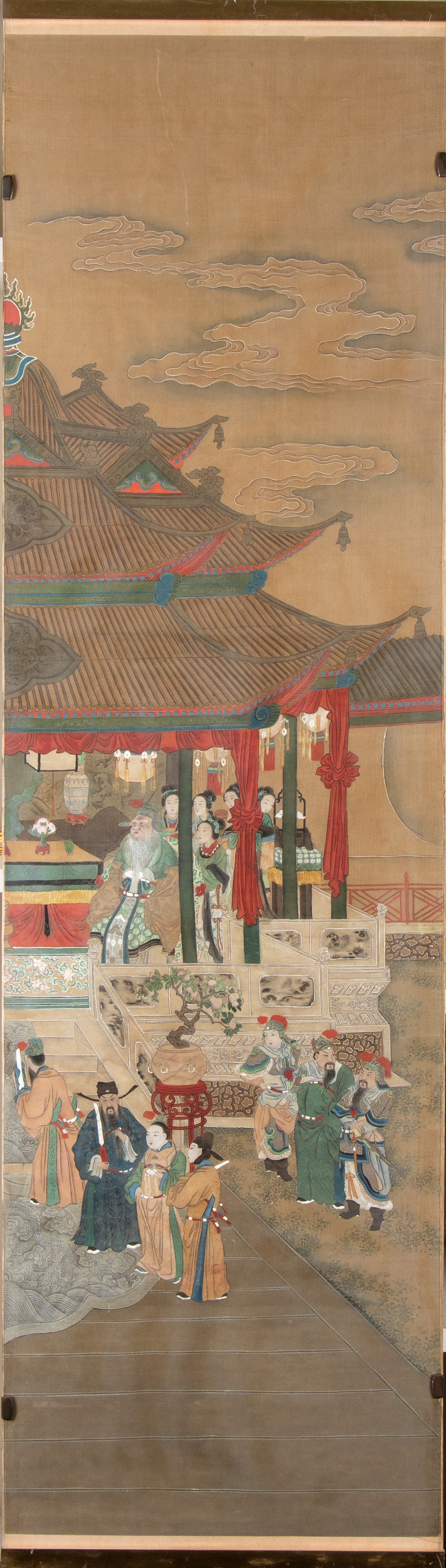 Importante dipinto composto da dodici pannelli. Inchiostro e pigmenti su seta, Cina, dinastia Qin...