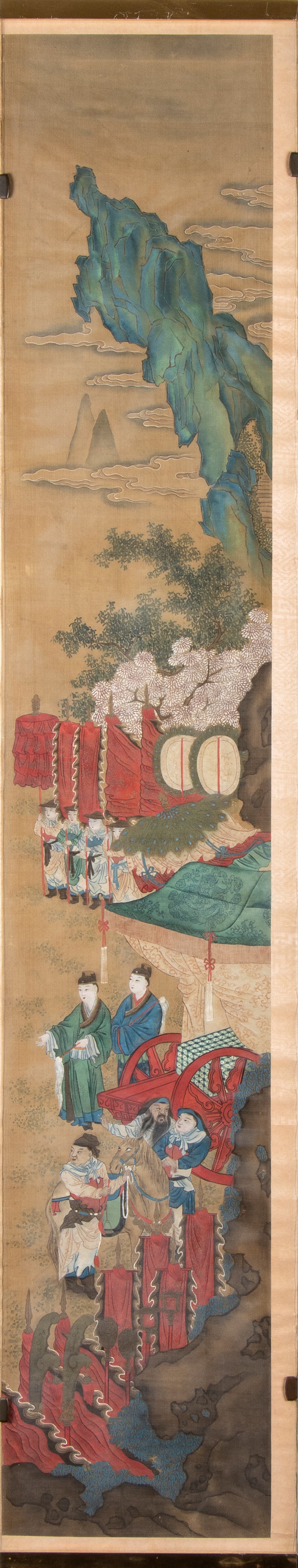 Importante dipinto composto da dodici pannelli. Inchiostro e pigmenti su seta, Cina, dinastia Qin...