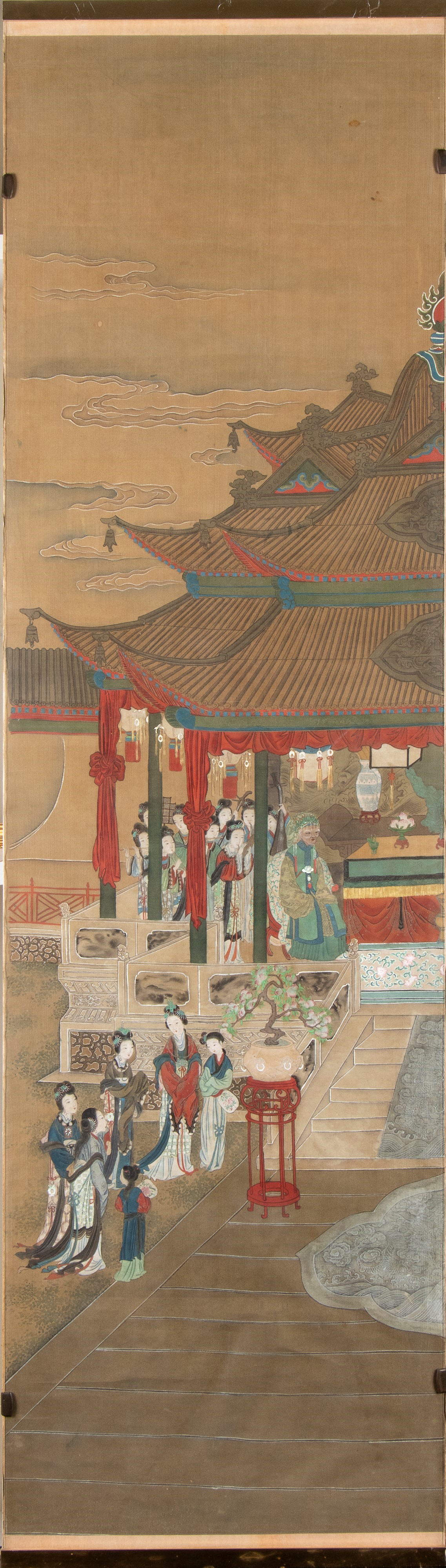 Importante dipinto composto da dodici pannelli. Inchiostro e pigmenti su seta, Cina, dinastia Qin...