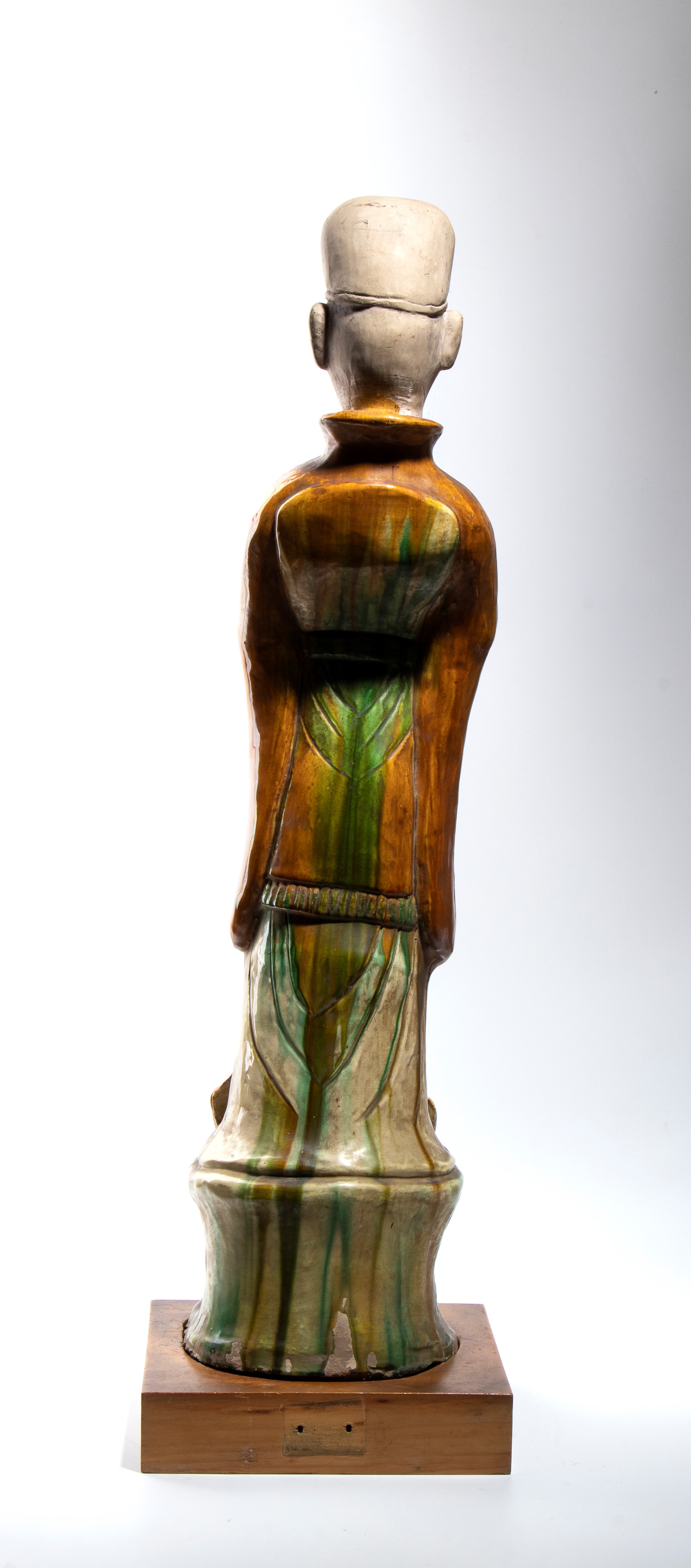 Grande coppia di figure in ceramica sancai, Cina