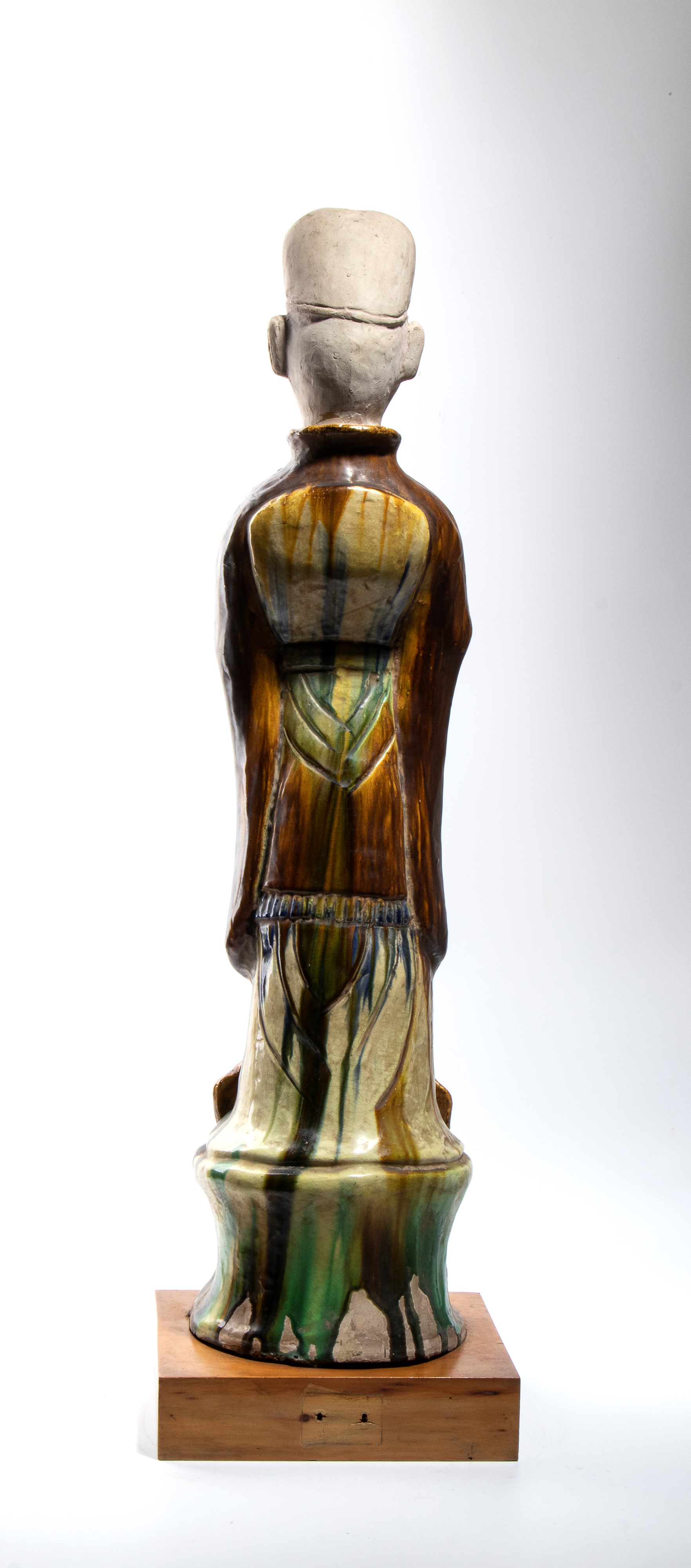 Grande coppia di figure in ceramica sancai, Cina