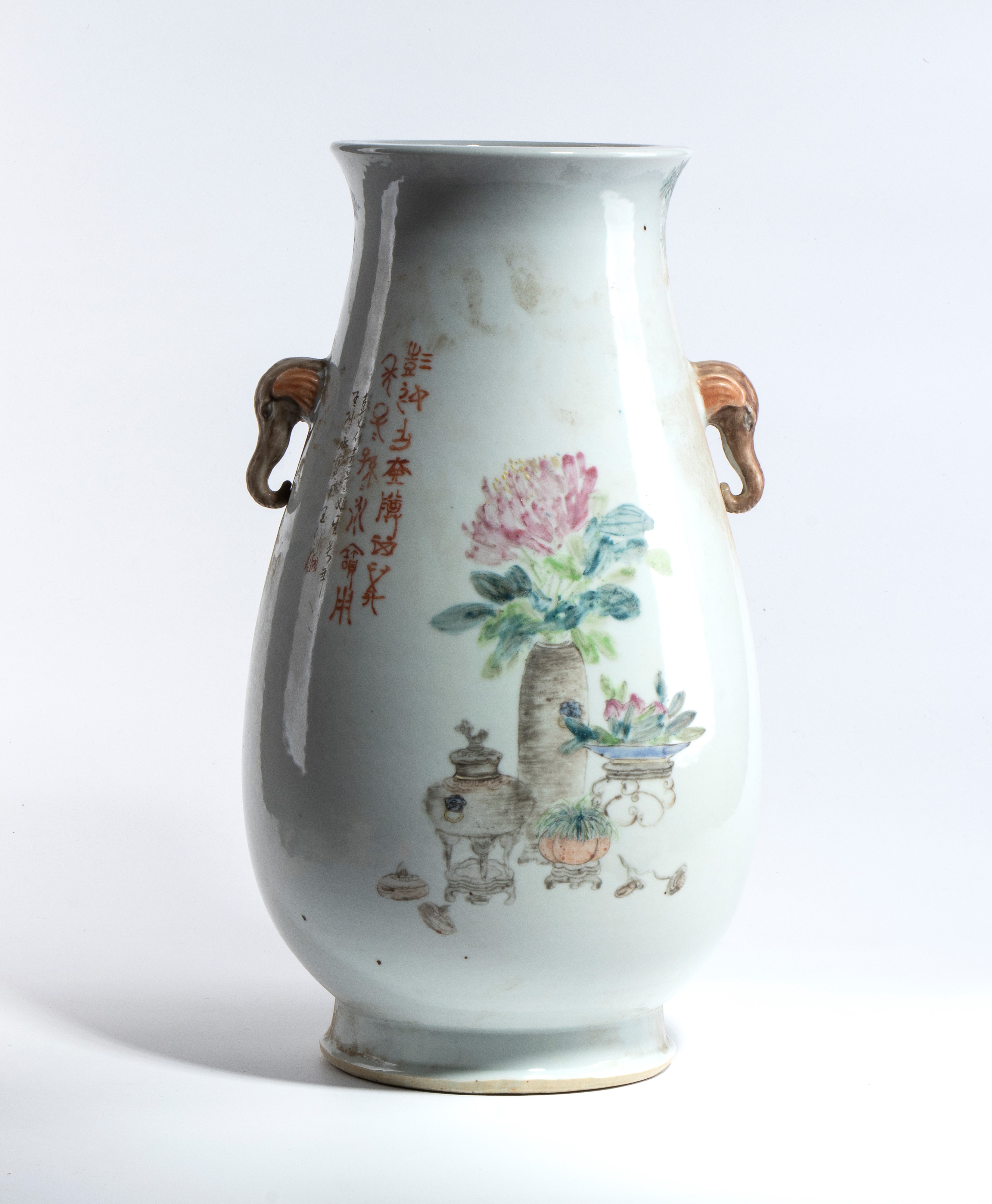 Raro vaso Hu in porcellana "Qianjiang"famiglia rosa, Cina