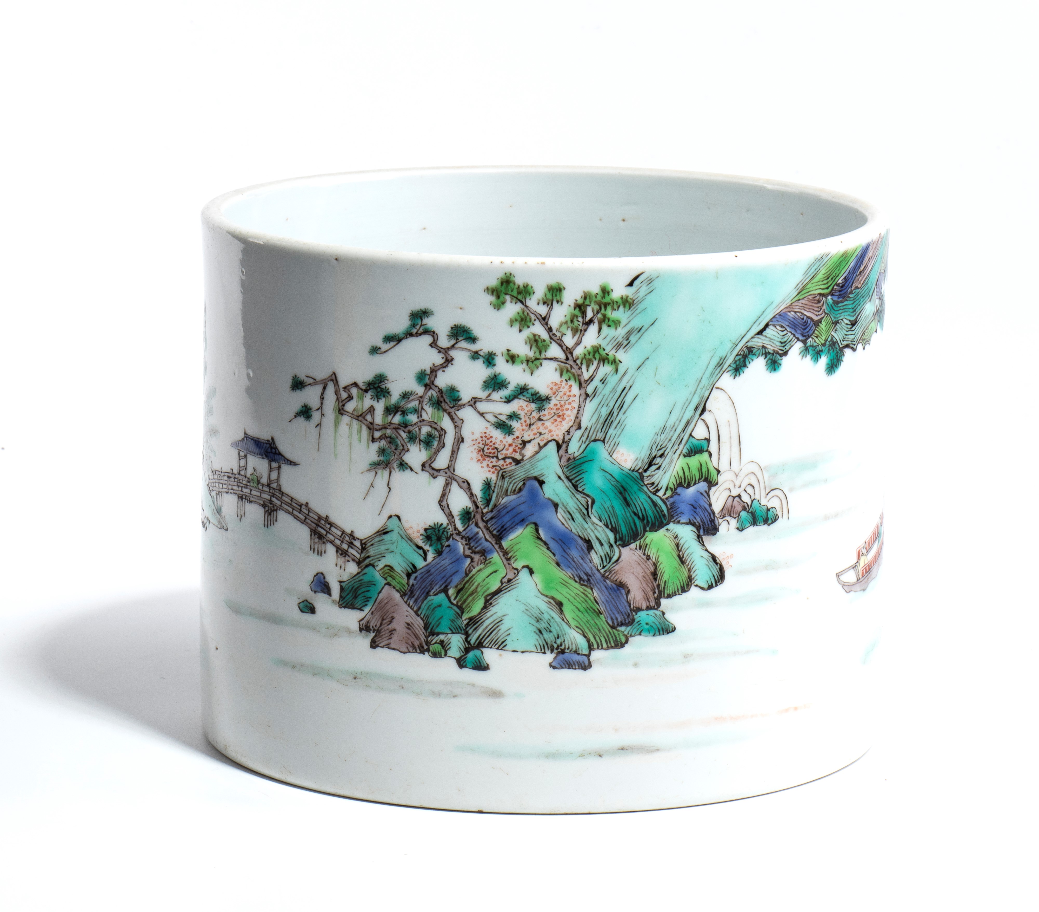 Importante porta-pennelli in porcellana famiglia verde, Cina