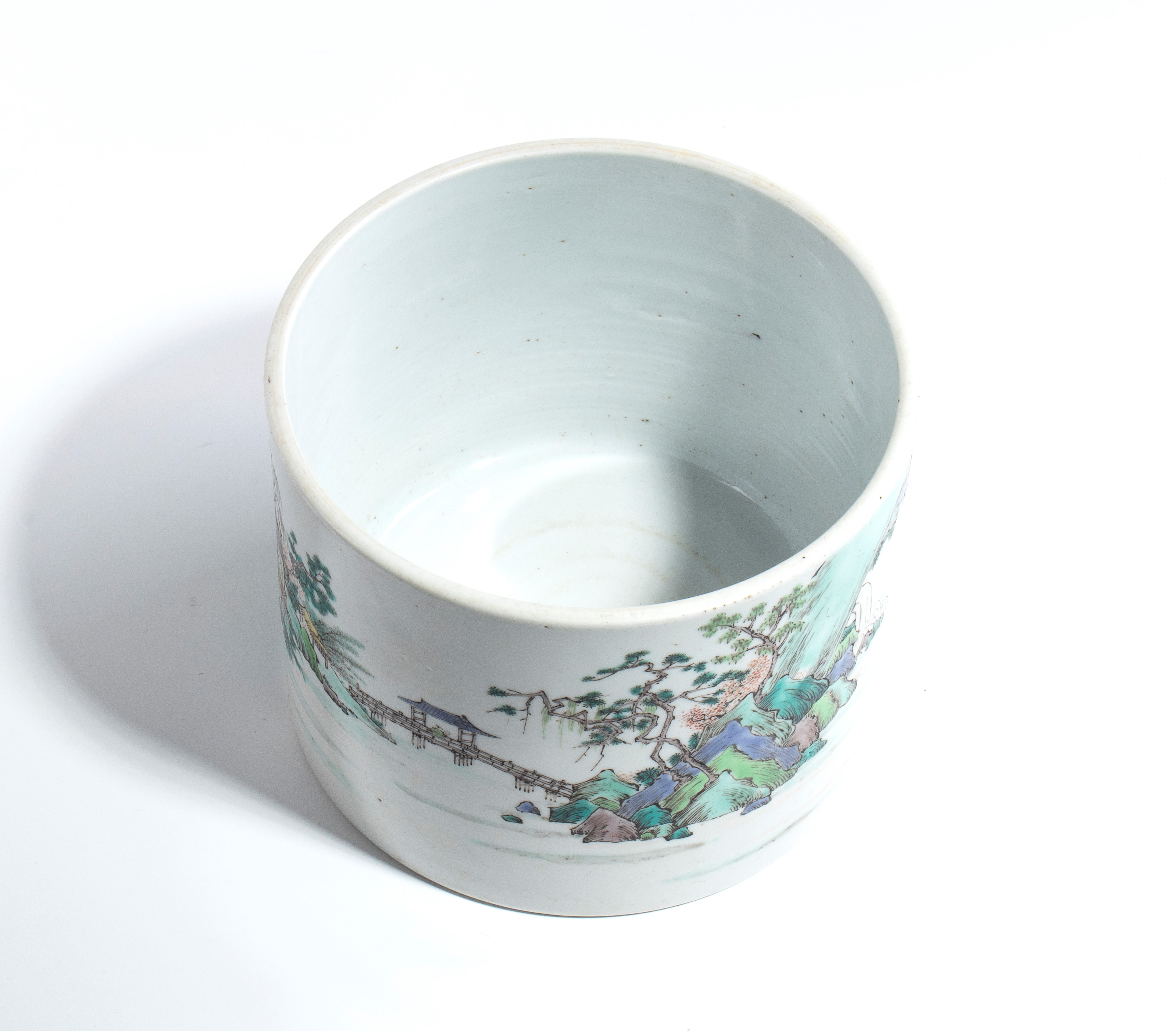 Importante porta-pennelli in porcellana famiglia verde, Cina