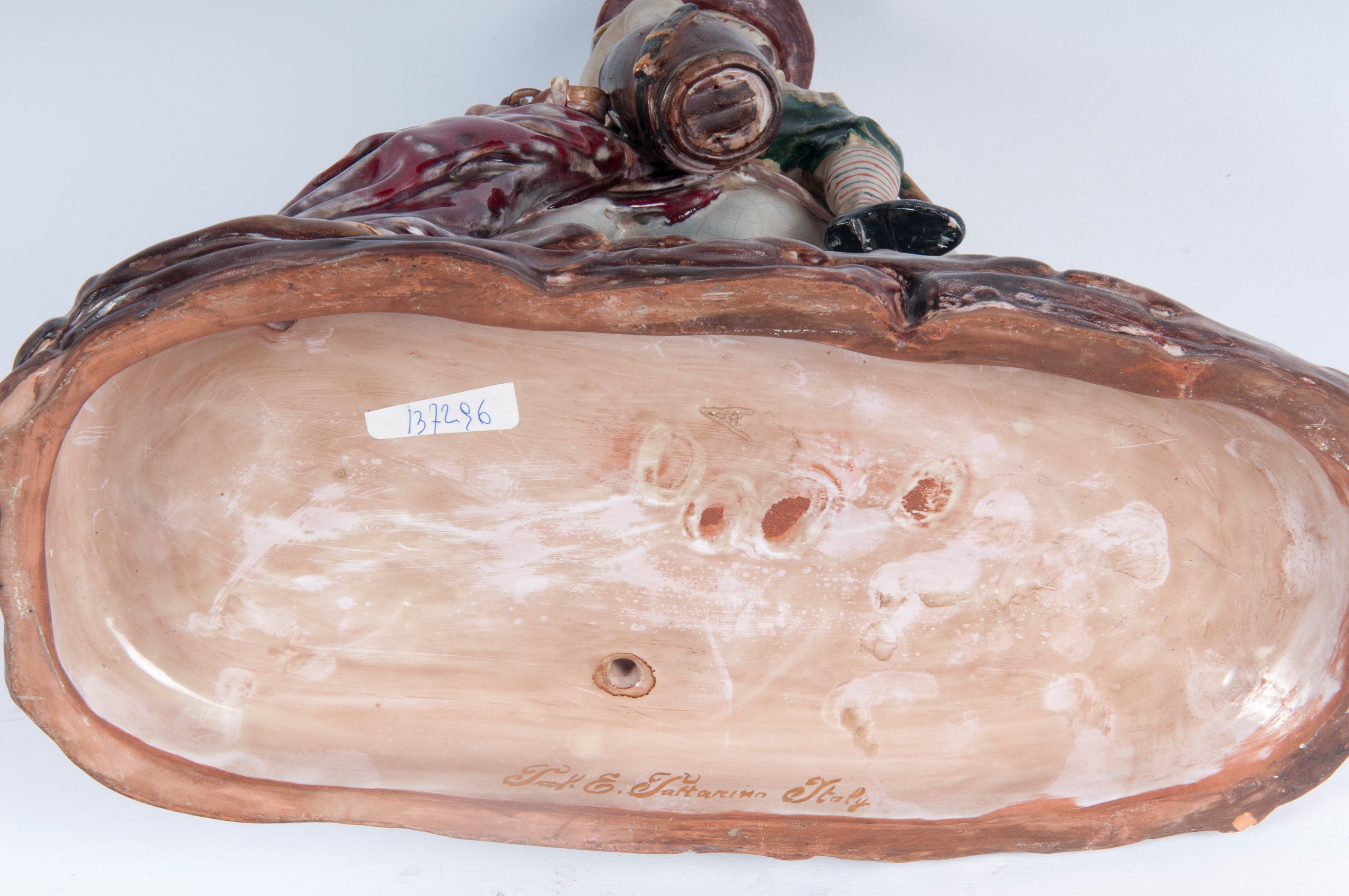 Pattarino, Viandante con somaro, scultura a tutto tondo in ceramica policroma