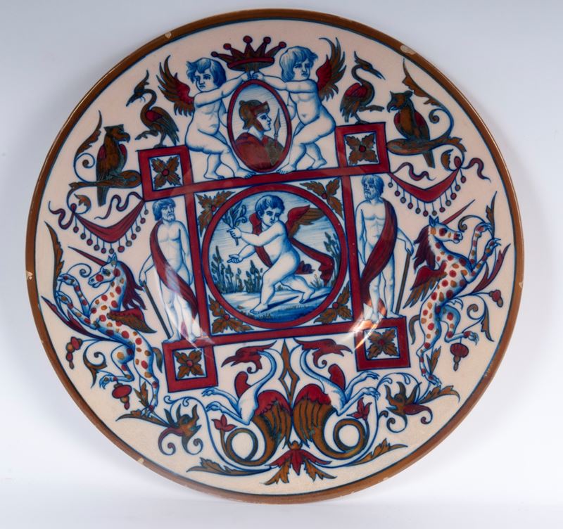 Paolo Rubboli - Piatto da pompa in ceramica policroma