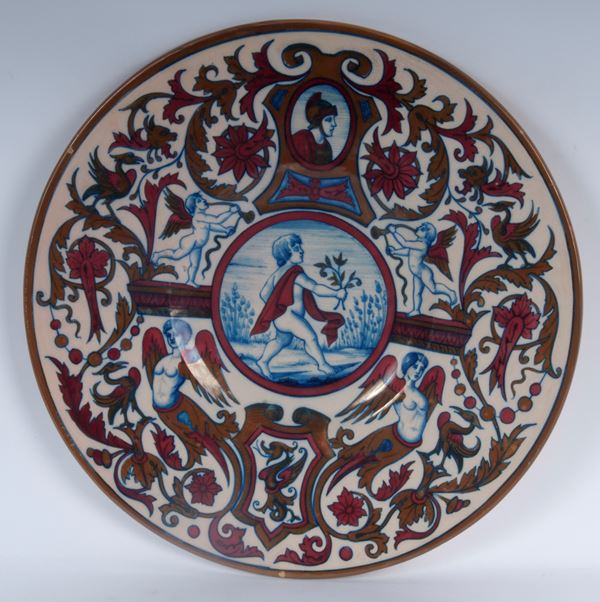 PAOLO RUBBOLI - Piatto da pompa in ceramica policroma