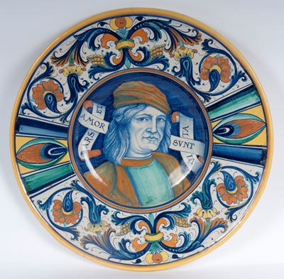 Rodolfo Ficola, Piatto da pompa in ceramica policroma, anni '30