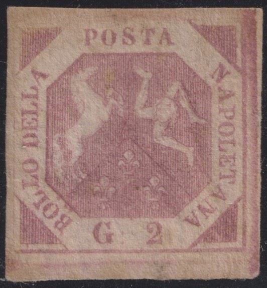 Napoli, 2 gr. I tav. rosa lillaceo n.5a, 1858, nuovo con gomma
