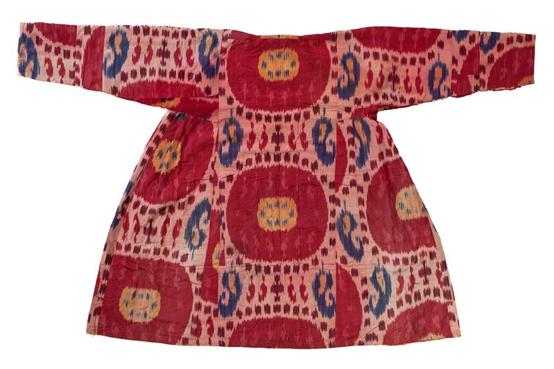 Abito Uzbeko 'Chapan', tessuto in seta con tecnica 'Ikat'