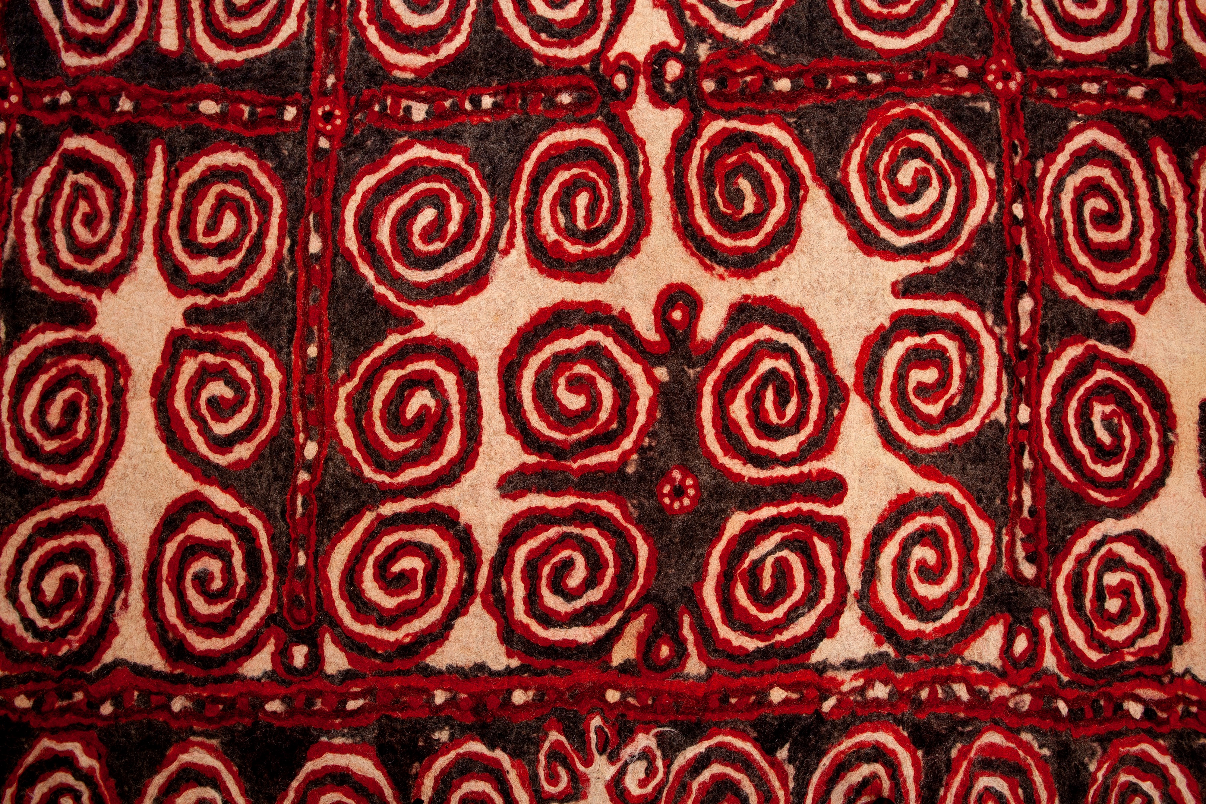 Feltro in lana pressato a mano, Motivi a spirale, Turkmenistan, Inizio XX secolo