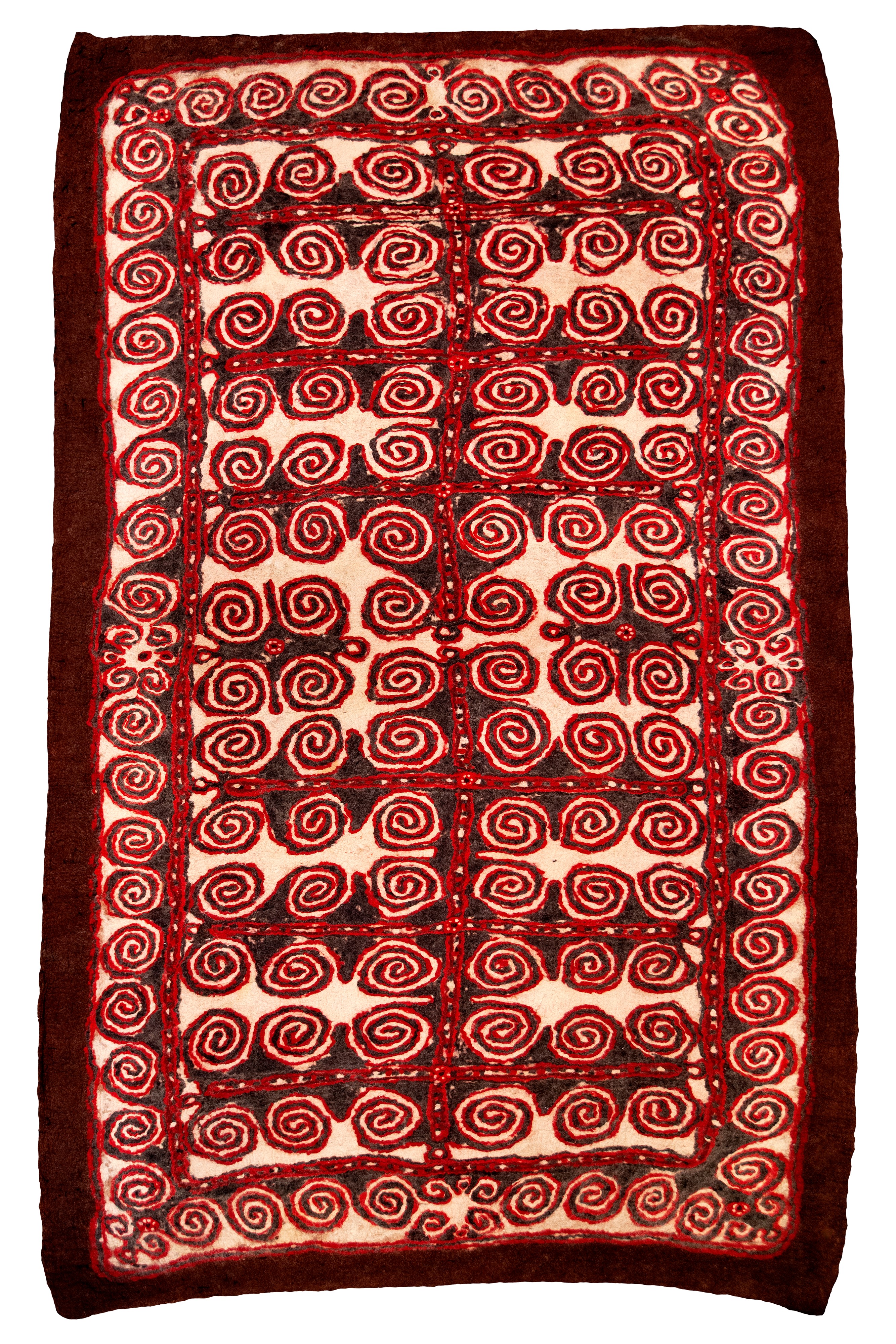 Feltro in lana pressato a mano, Motivi a spirale, Turkmenistan, Inizio XX secolo