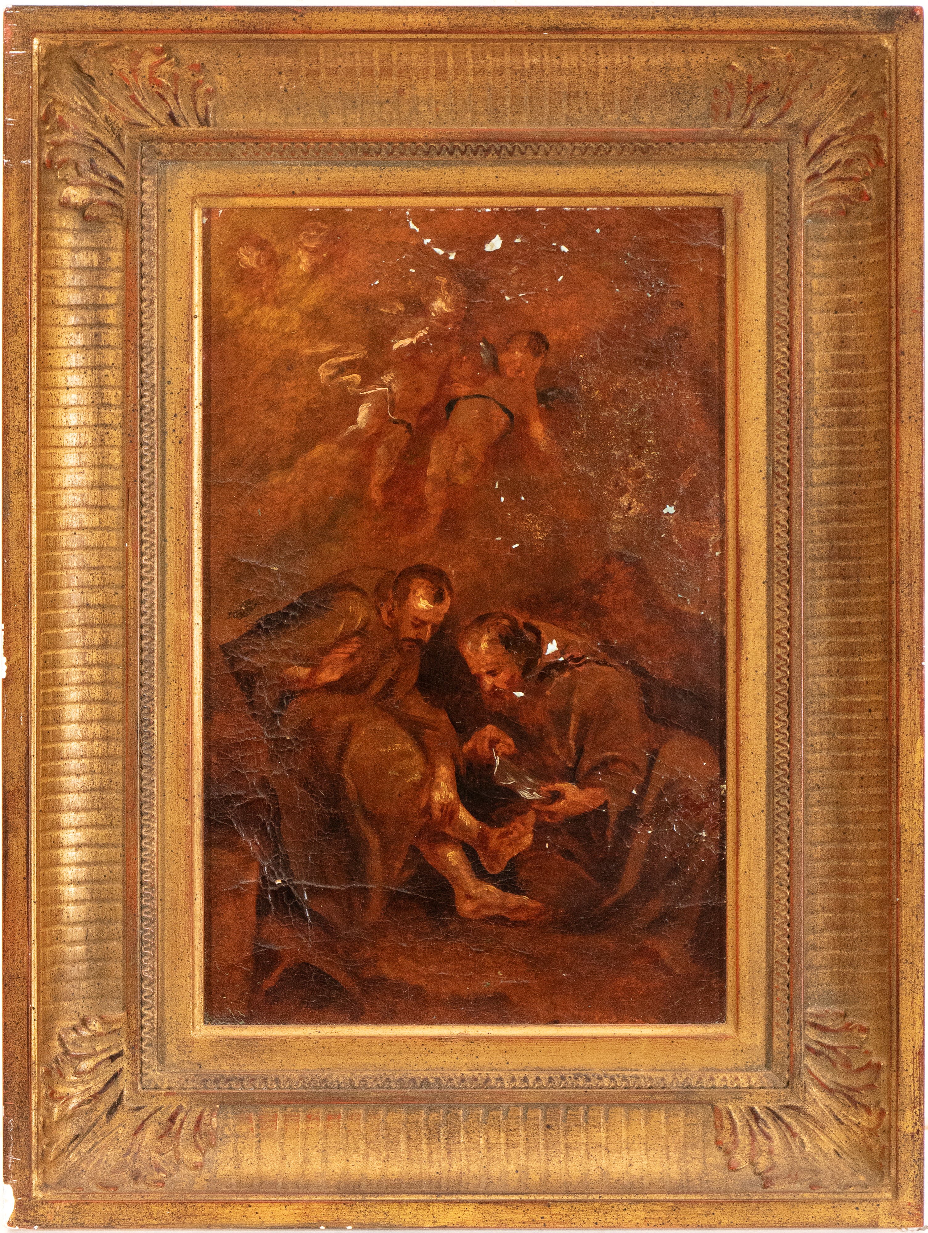Artista Genovese, XVII Secolo - Frati francescani, olio su carta