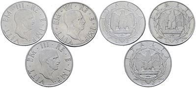Vittorio Emanuele III, Lotto di 3 monete da 2 lire 'Impero' (1900-1943)