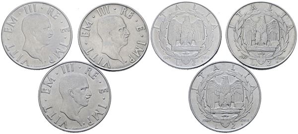 REGNO D'ITALIA. Vittorio Emanuele III (1900-1943). Lotto di 3 monete da 2 lire "Impero". Ac; Date e conservazioni varie