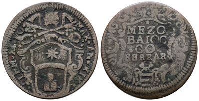 Clemente XI, Mezzo baiocco 1719, Ferrara