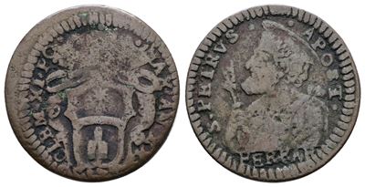 Clemente XI, Quattrino dello Stato Pontificio, Ferrara, 1700-1721, Cu, 2,5g