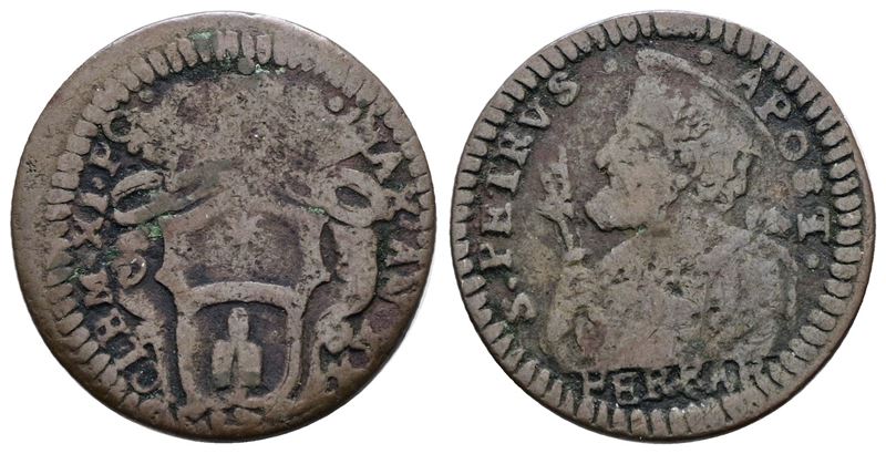 Clemente XI, Quattrino dello Stato Pontificio, Ferrara, 1700-1721, Cu, 2,5g