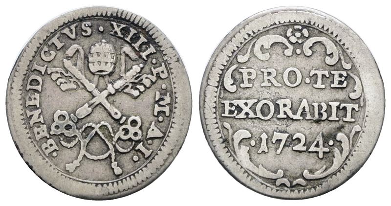 Benedetto XIII, Mezzo grosso (1724-1730) - Ag, 0,72 g