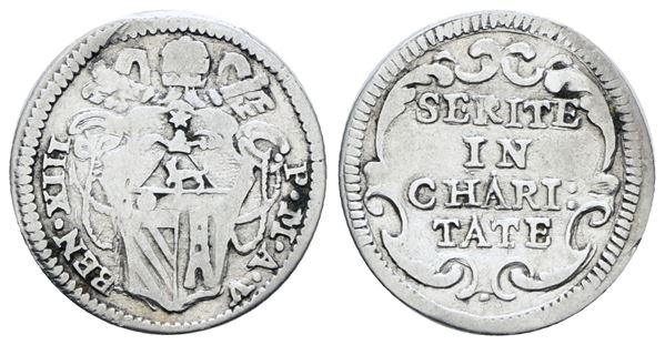 STATO PONTIFICIO. ROMA. Benedetto XIII (1724-1730). Mezzo grosso. Ag; 0,72gr; Munt.23; MIR 2453/1 ; RR; Q.BB