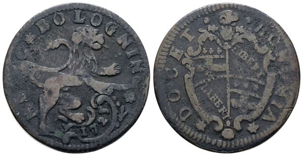 STATO PONTIFICIO. BOLOGNA. Benedetto XIII (1724-1730). Mezzo bolognino 1725. Cu; 6,5gr; Munt.35a; MIR 2459/5 ; Raro; Q.BB