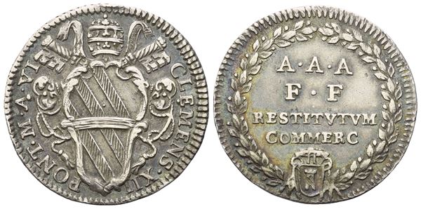 STATO PONTIFICIO. Roma. Clemente XII (1730-1740), Giulio Anno VI; Ag (2,75 g; 23,5 mm)