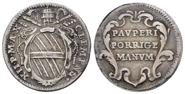 STATO PONTIFICIO. ROMA. Clemente XII (1730-1740). Grosso 1739 a.X. Ag; 1,25gr; Munt.133; MIR 2521/6; RRR; BB+
