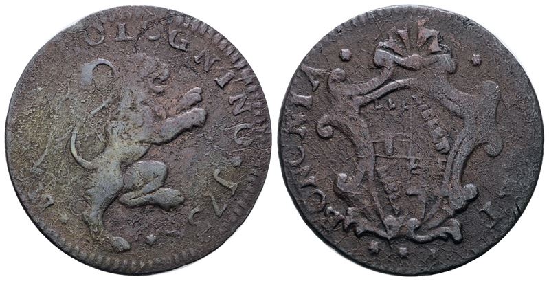 Stato Pontificio. Bologna. Clemente XII (1730-1740). Mezzo Bolognino 1735. Cu; 6gr; Munt.194a; Mi...