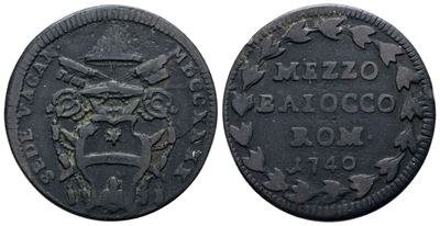 Mezzo Baiocco, Stato Pontificio, Roma, Sede Vacante 1740