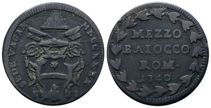 Mezzo Baiocco, Stato Pontificio, Roma, Sede Vacante 1740
