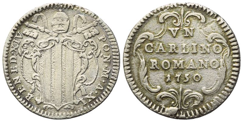 Benedetto XIV (1740-1758), Carlino 1750 – Anno XI, Roma