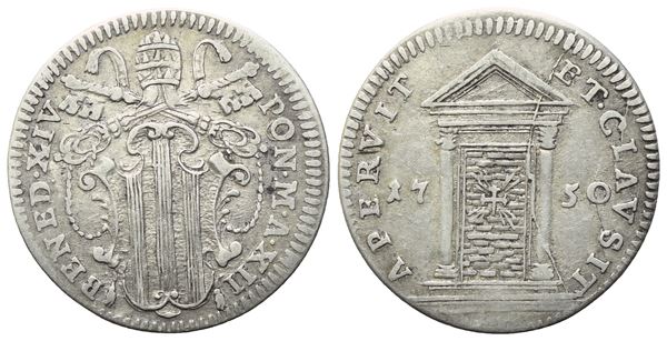 STATO PONTIFICIO. Roma. Benedetto XIV (1740-1758). Mezzo Grosso 1750 –  Anno XII 