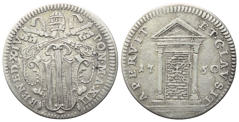 Benedetto XIV, Mezzo Grosso del Giubileo (Stato Pontificio), 1750 (Anno XII)