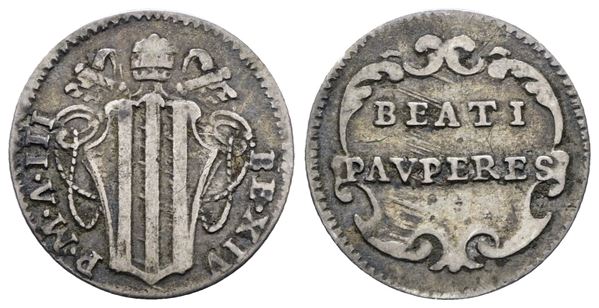STATO PONTIFICIO. ROMA. Benedetto XIV (1740-1758). Mezzo grosso 1743 a.III. Ag; 0,68gr; Munt.143; MIR 2610/3; Raro; BB+
