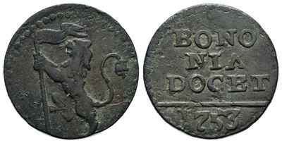 Benedetto XIV, Quattrino del 1753, Stato Pontificio, Bologna