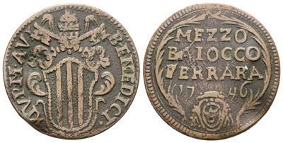 Benedetto XIV, Mezzo baiocco 1746