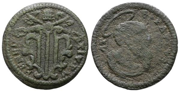 STATO PONTIFICIO. ROMA. Benedetto XIV (1740-1758). Quattrino. Cu; 2,2gr; Munt.219; MIR 2627/1; MB