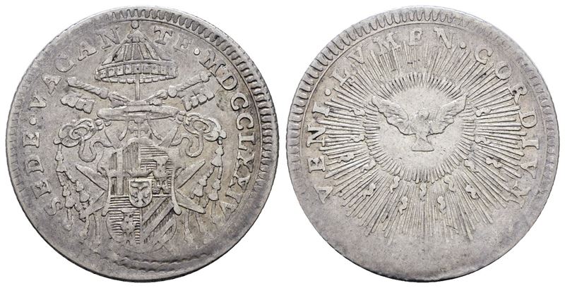 Moneta dello Stato Pontificio, Roma. Sede vacante (1774-1775). Giulio 1774, argento, 2,6 g