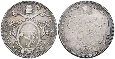 Pio VI, Scudo 1780 'tiara radiata', Argento