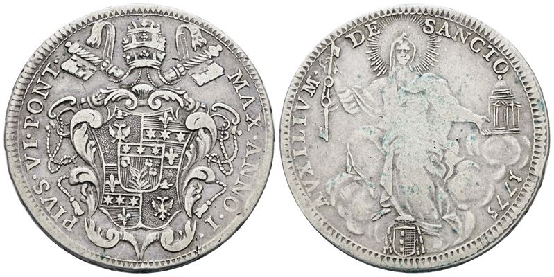 Pio VI, Mezzo scudo 1775, anno I