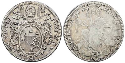 Stato Pontificio, Roma, Pio VI (1775-1799), Mezzo Scudo del 1779, Argento, 13g