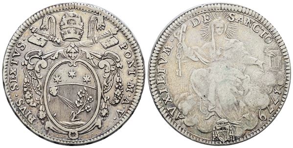 STATO PONTIFICIO. ROMA. Pio VI (1775-1799). Mezzo scudo 1779. Ag; 13gr; Munt.25a; MIR 2767/3; NC; BB