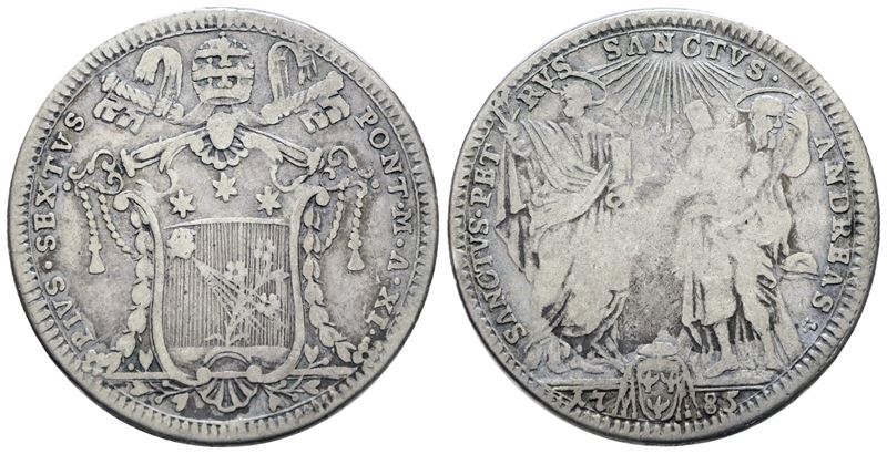 Pio VI, Testone 1785 in Argento