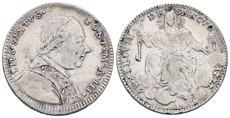 Pio VI, Quinto di scudo, doppio giulio 1777, anno III