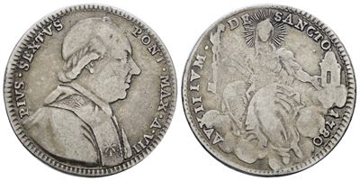 Pio VI, Quinto di scudo, doppio giulio 1780, anno VII