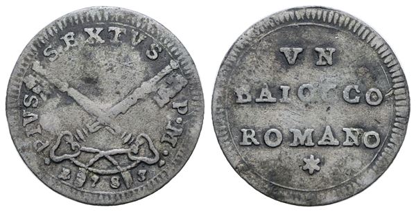 STATO PONTIFICIO. ROMA. Pio VI (1775-1799). Baiocco 1783. Mi; 0,9gr; Munt.98b; MIR 2790/4; RR; BB