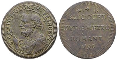 Pio VI, Sampietrino da 2,5 baiocchi 1796