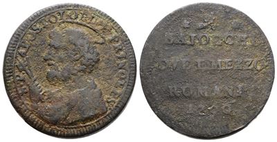 Stato Pontificio, Roma. Pio VI (1775-1799), Sampietrino da 2,5 baiocchi, 1796, Cu, 16,9 g