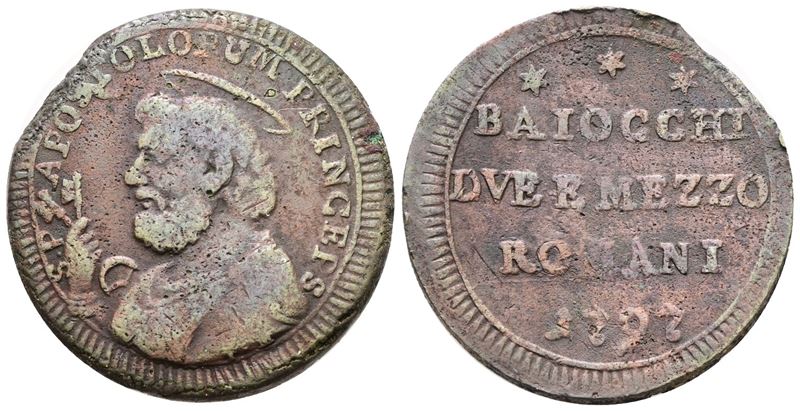 Pio VI, Sampietrino da 2,5 baiocchi 1797